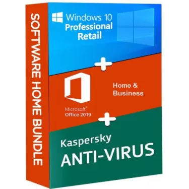 Windows 10 Pro Retail + Microsoft Office 2019 Home and Business + Kaspersky Anti Virus |1 Pc | 1 An